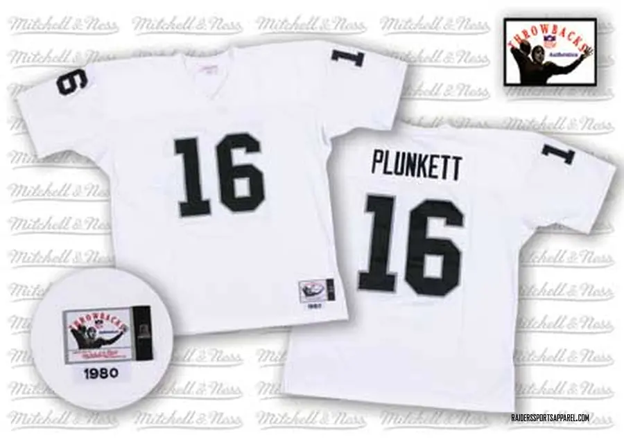 Jim Plunkett Las Vegas Raiders Men's Authentic Throwback Mitchell and Ness  Jersey - White