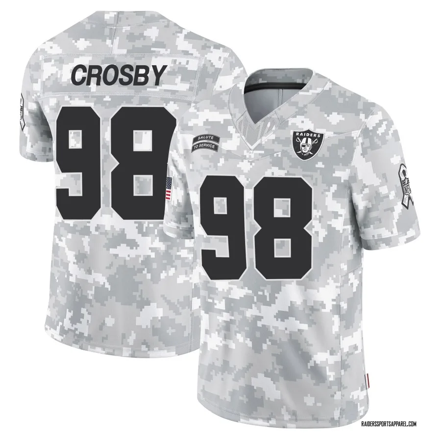 Men s Maxx Crosby Las Vegas Raiders Men s Limited Arctic Camo 2024 Salute to Service Nike Jersey